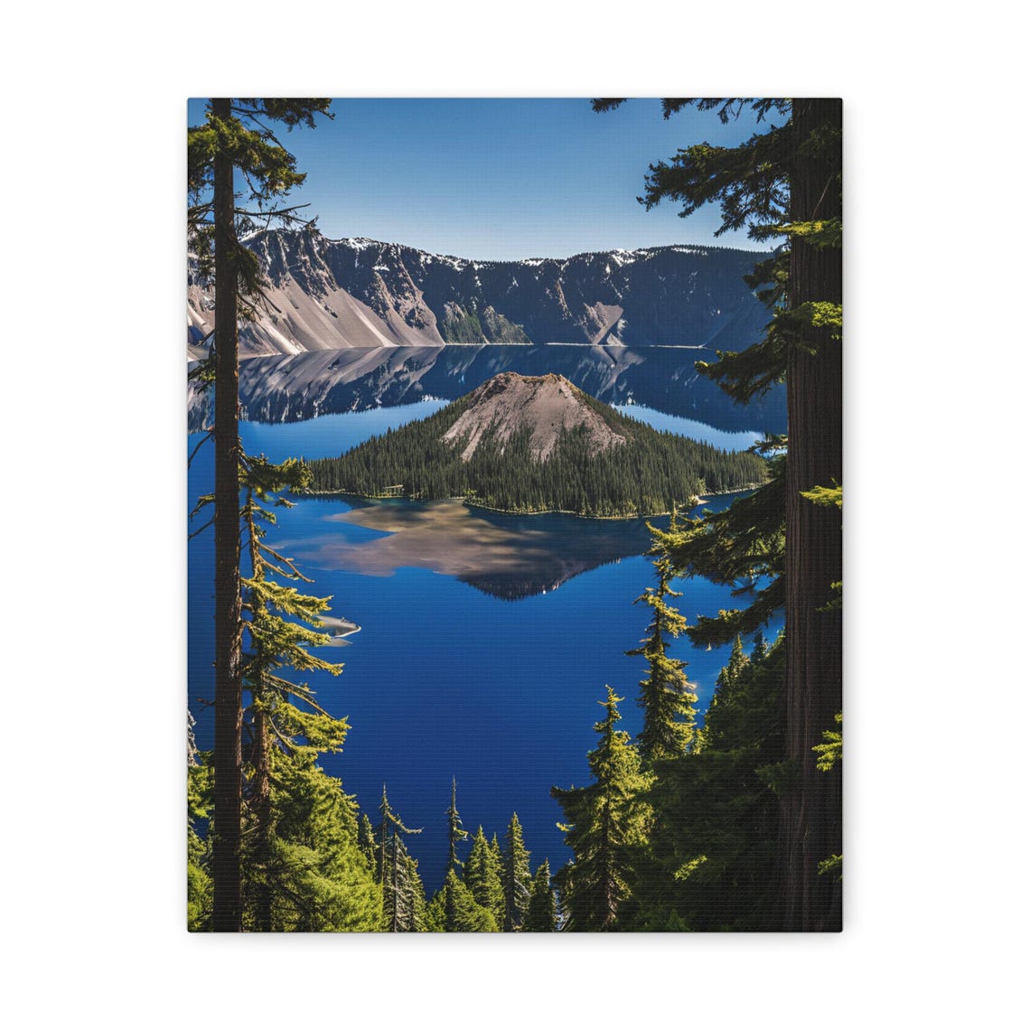 Crater Lake Oregon Deep Blue Caldera Wizard Island Reflection Poster