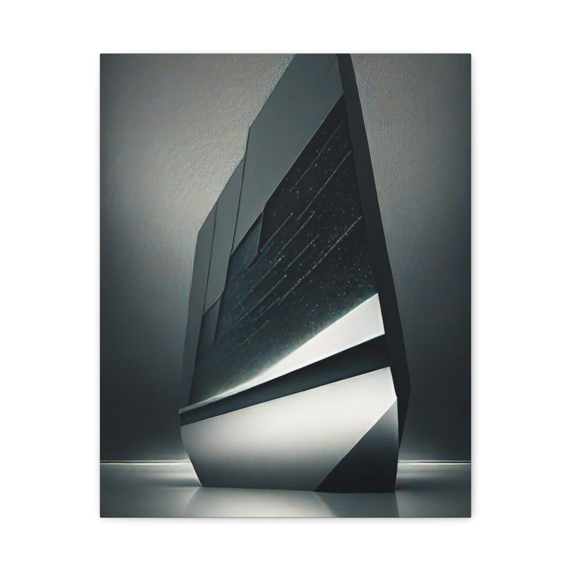 Dark Geometric Abstract Sculpture Black Gray Modern Minimal Wall Art
