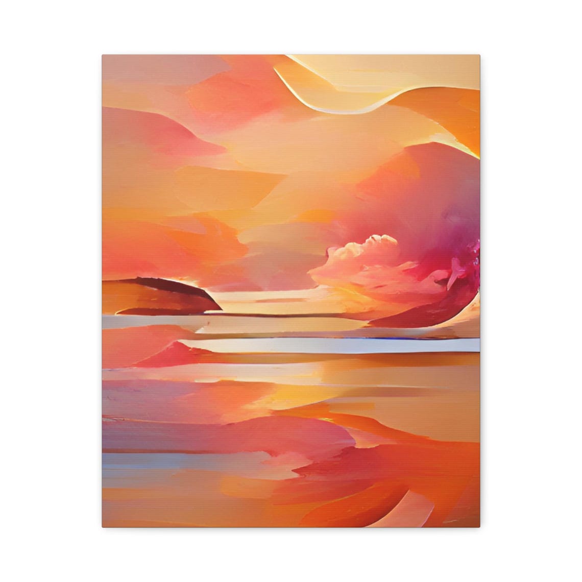 Warm Orange Abstract Sunset Clouds Modern Painterly Art Print