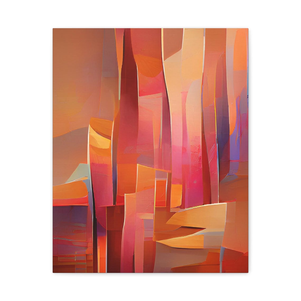 Sunset Glow Abstract Tall Vertical Forms Warm Colors Art Poster
