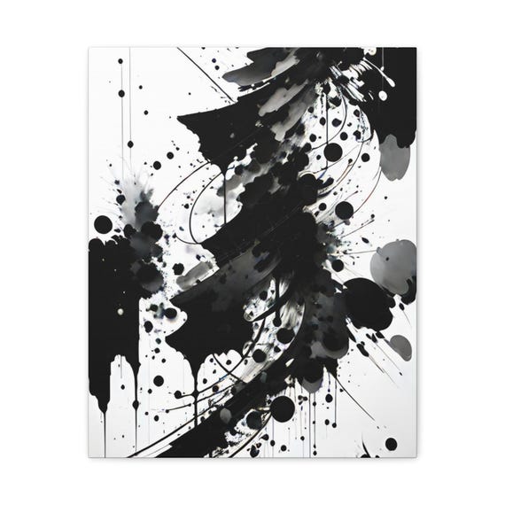 Abstract Ink Splatter Matte Canvas Wall Art Modern Home Decor