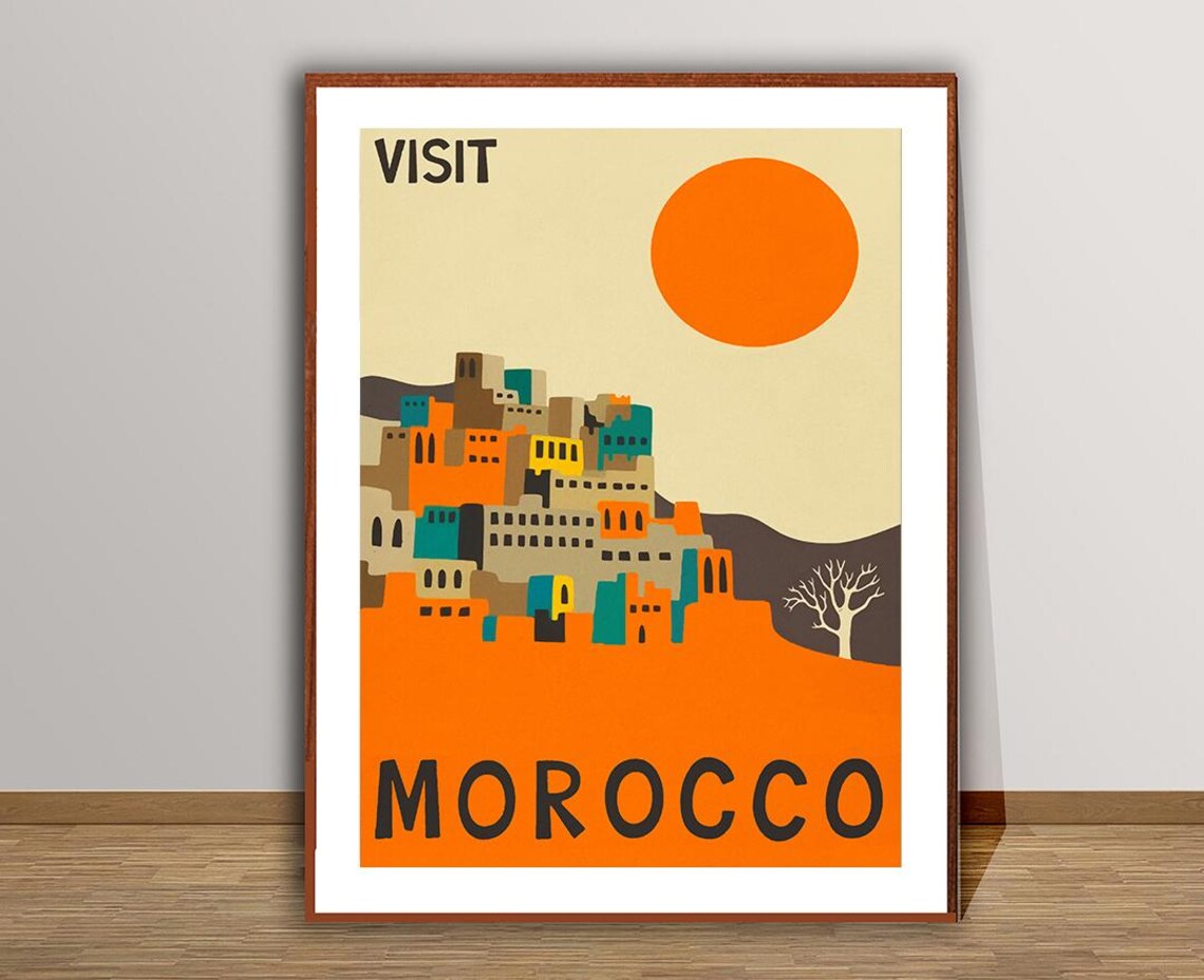 Visit Morocco Vintage Travel Poster, Travel Art Print