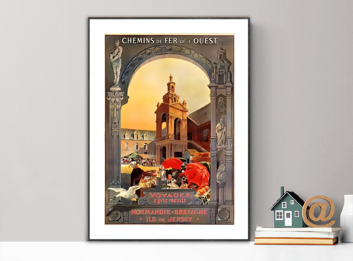 Chemins de Fer de LOuest Vintage French Railway Poster Normandy Coast