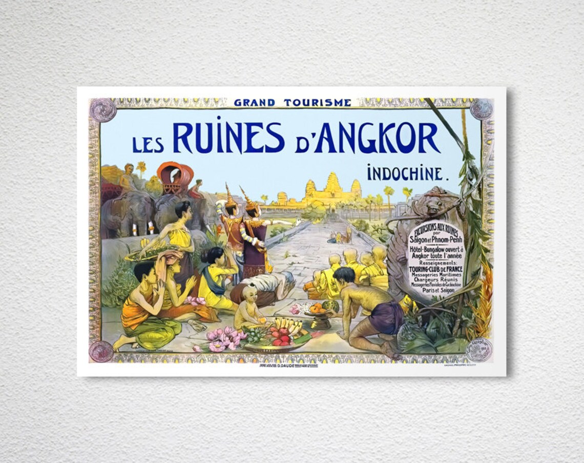 Les Ruines Dangkor Cambodia Vintage Travel Poster - Image 2