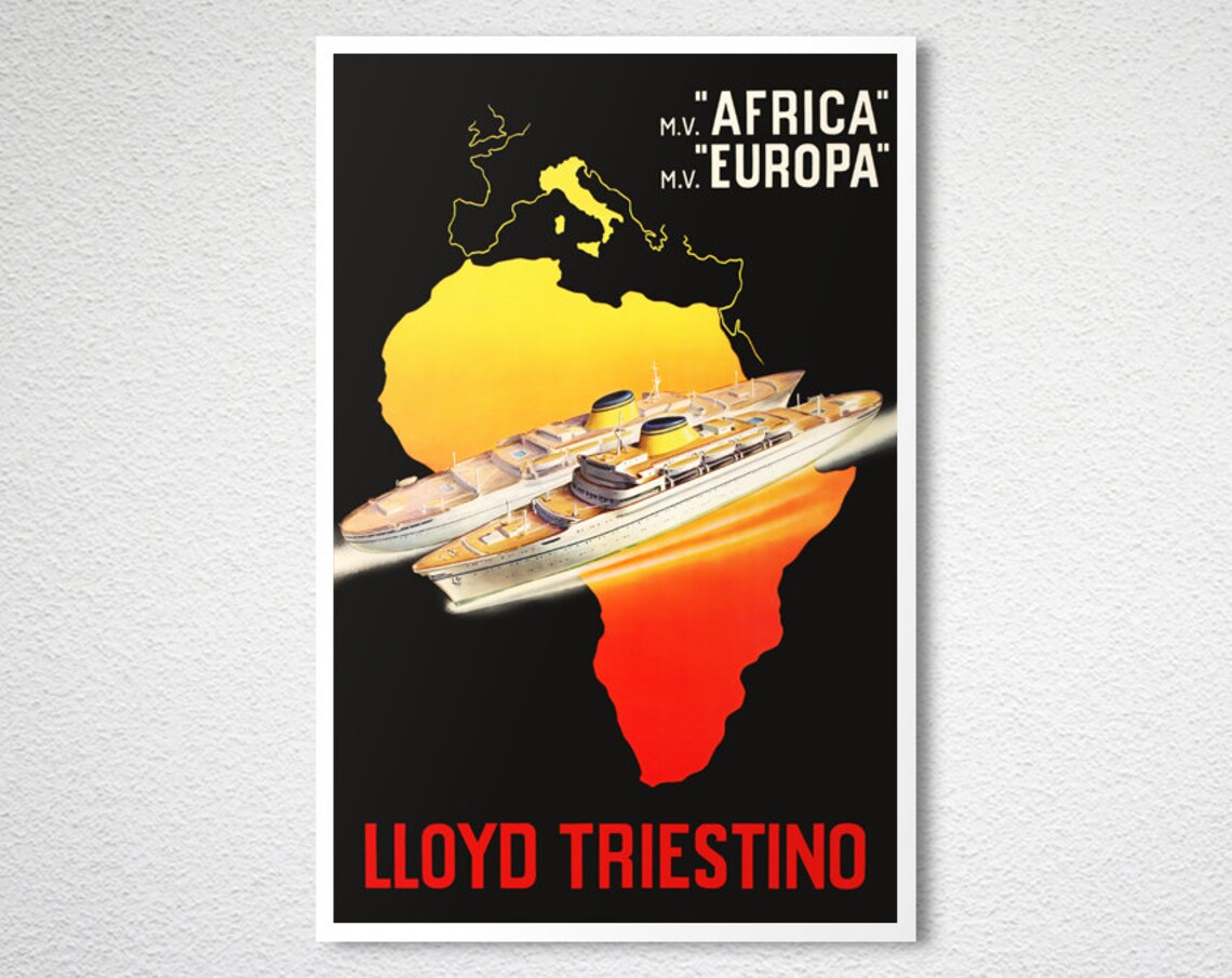 Lloyd Triestino Africa Europa Vintage Ocean Liner Cruise Travel Poster - Image 2