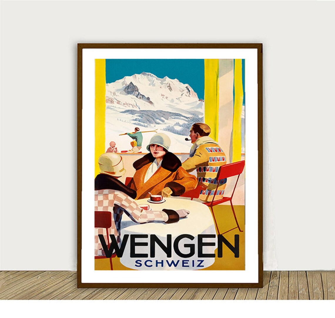 Wengen Schweiz Suisse Vintage Travel Poster - Image 2