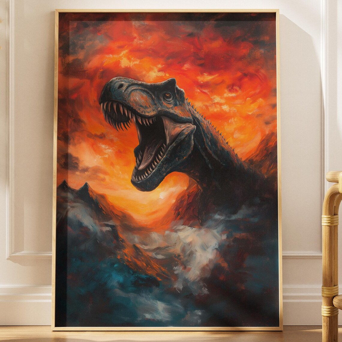 Fiery Trex Poster, Dramatic Mountain Sunset