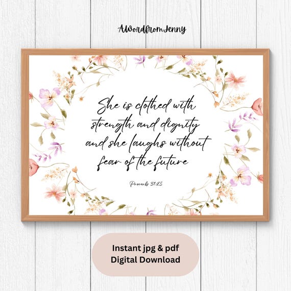Proverbs 3125 Christian Scripture Bible Verse Home Nursery Girls Room Decor Wall Art Housewarming Gift For Her Instant