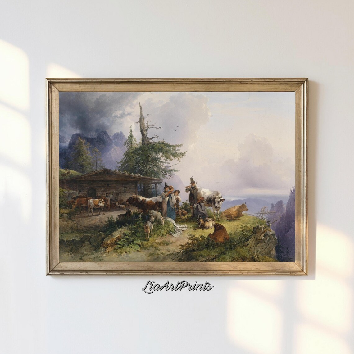 Alpine Pastoral Scene, Rustic Mountain Landscape