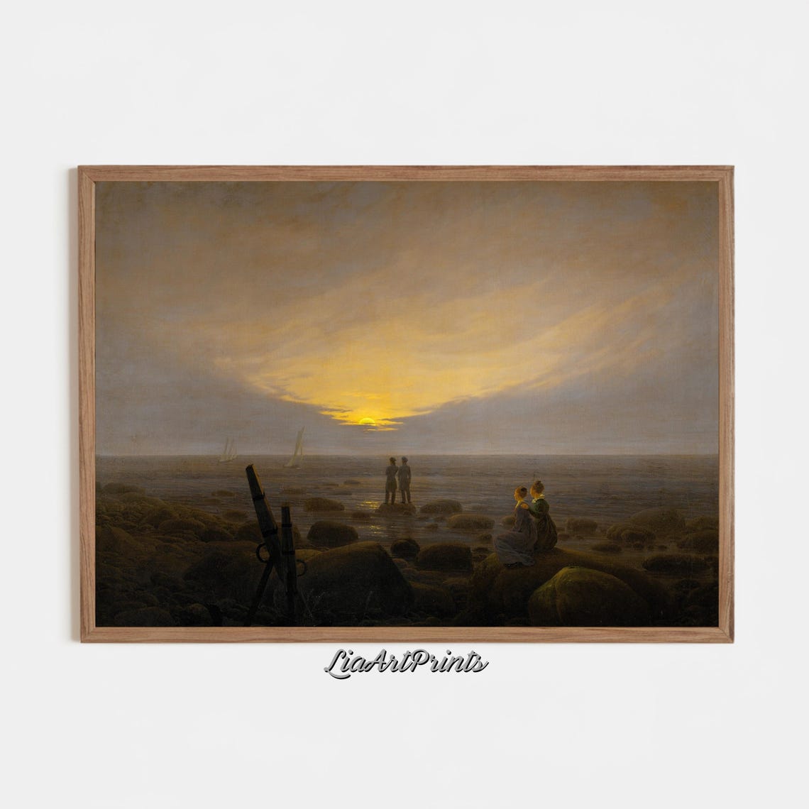 Caspar David Friedrich Moonrise Over the Sea Romantic Poster - Image 2
