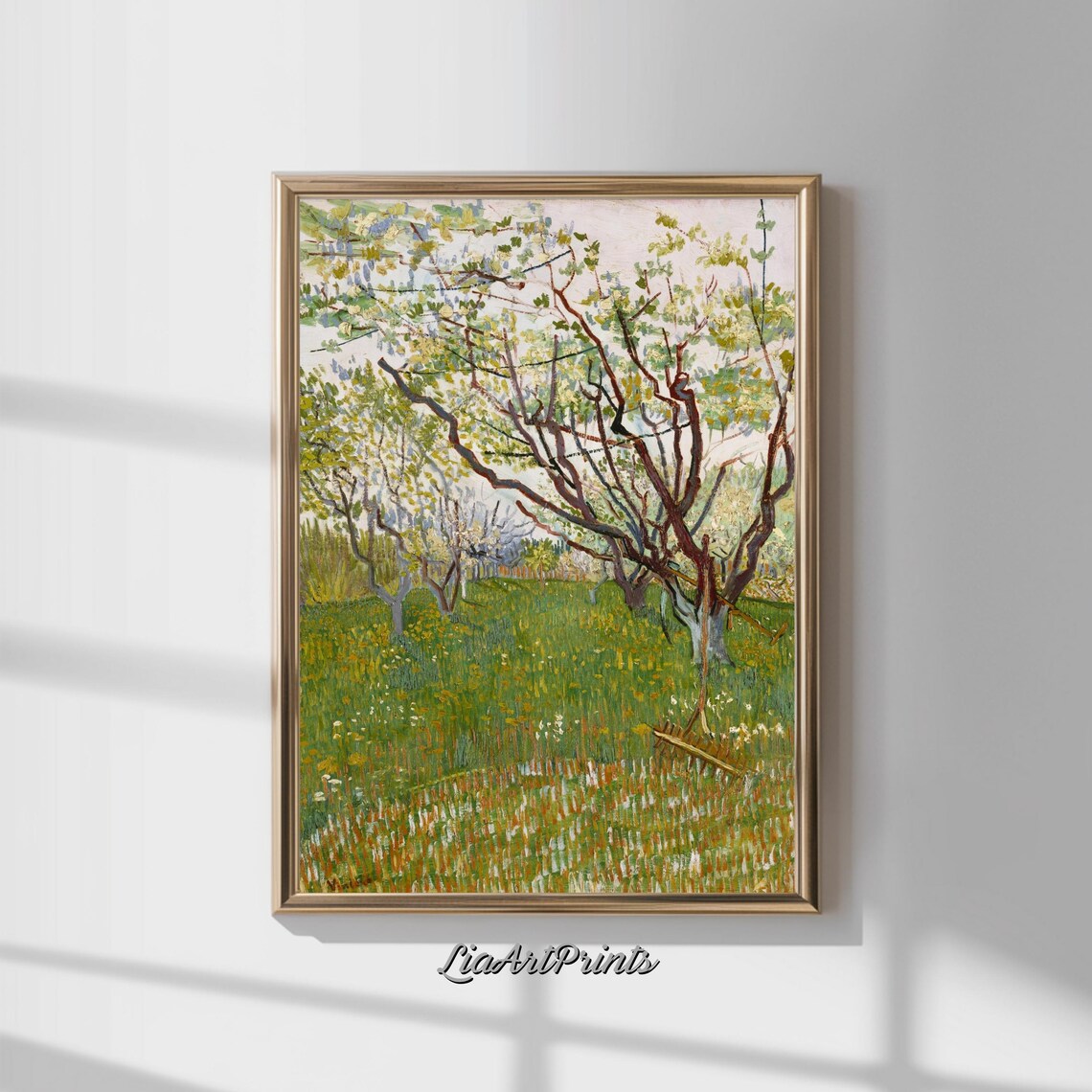 Van Gogh Orchard Scene, Impressionist Nature Art Print