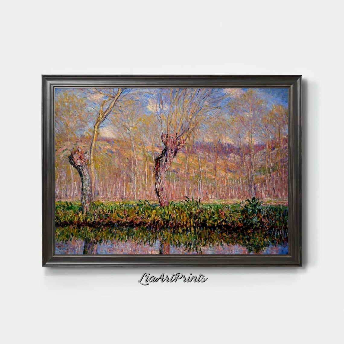 Springtime Riverbank Reflection, Monet-Inspired Landscape - Image 4