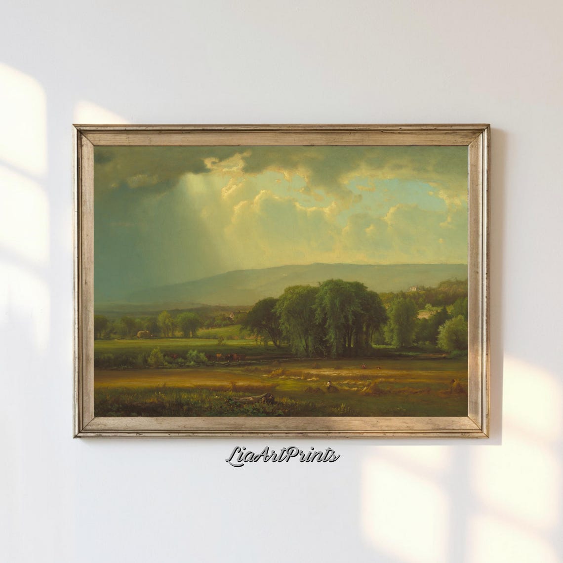 Vintage Countryside Wall Art Sunlit Landscape Rustic Decor Nature Inspired Home Art