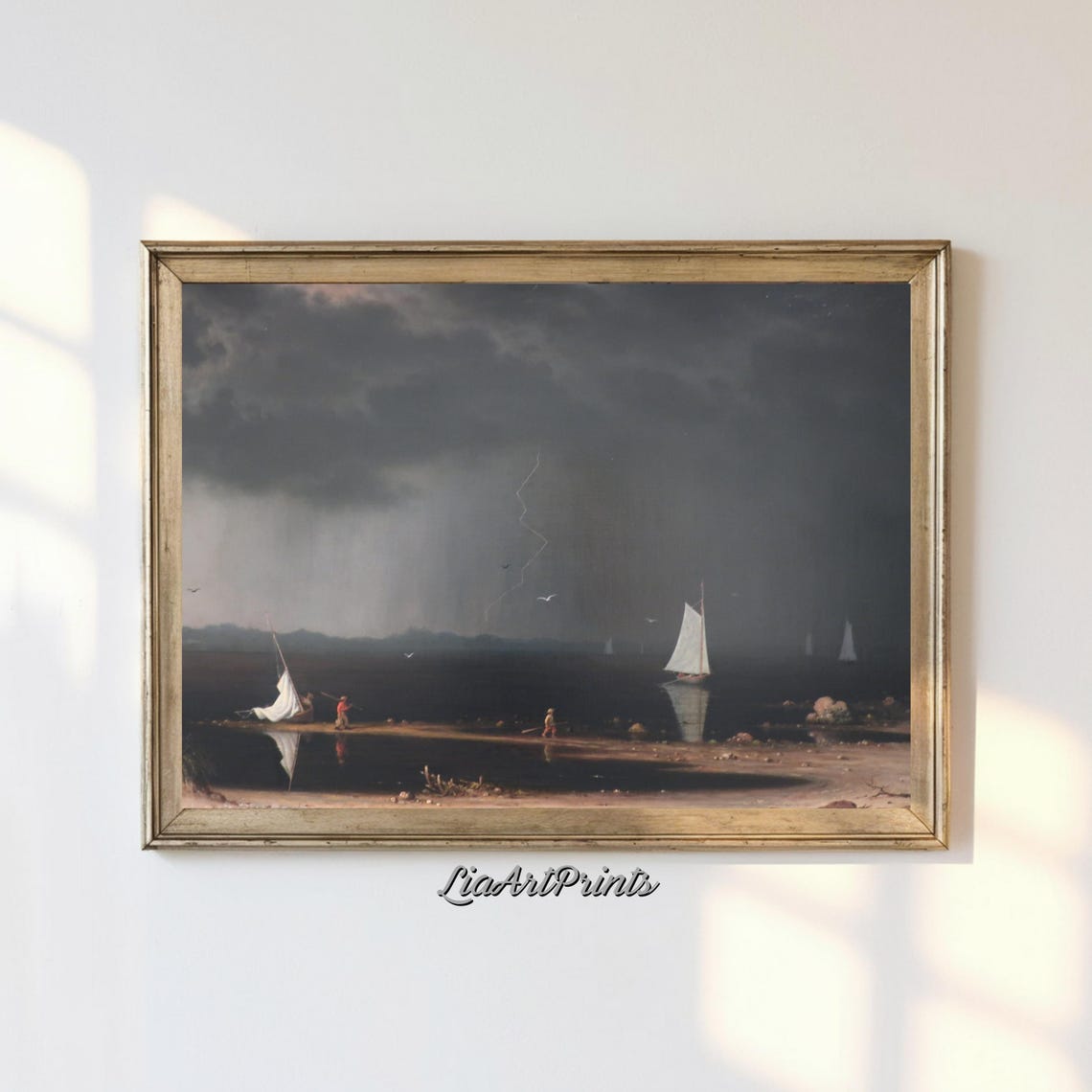 Martin Johnson Heade Approaching Thunderstorm Sailboats Coastal Poster