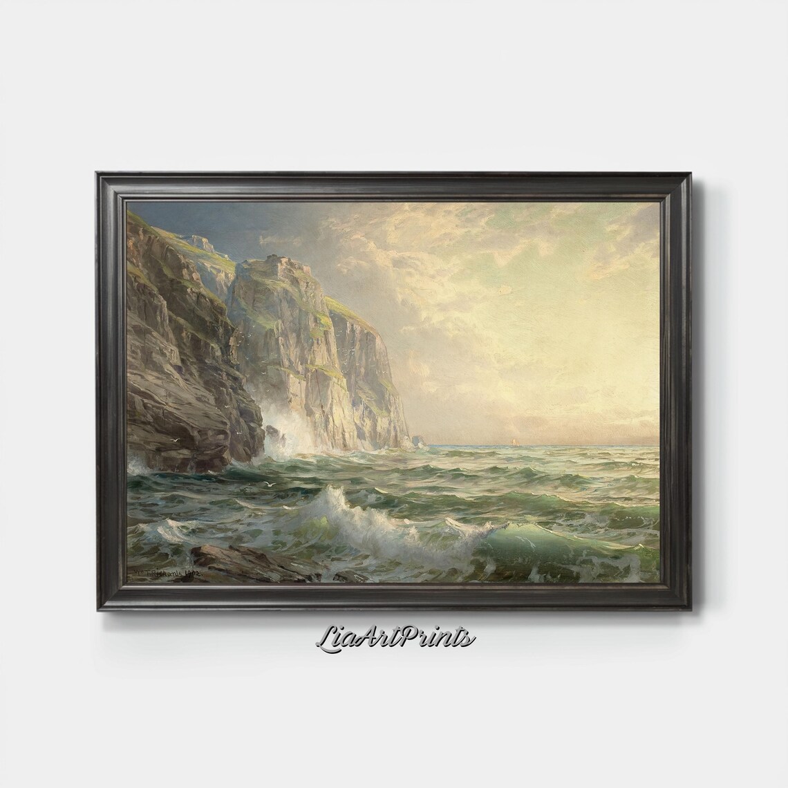 Towering Coastal Cliffs Ocean Waves Spray Rocky Shoreline Seascape Poster - Image 4