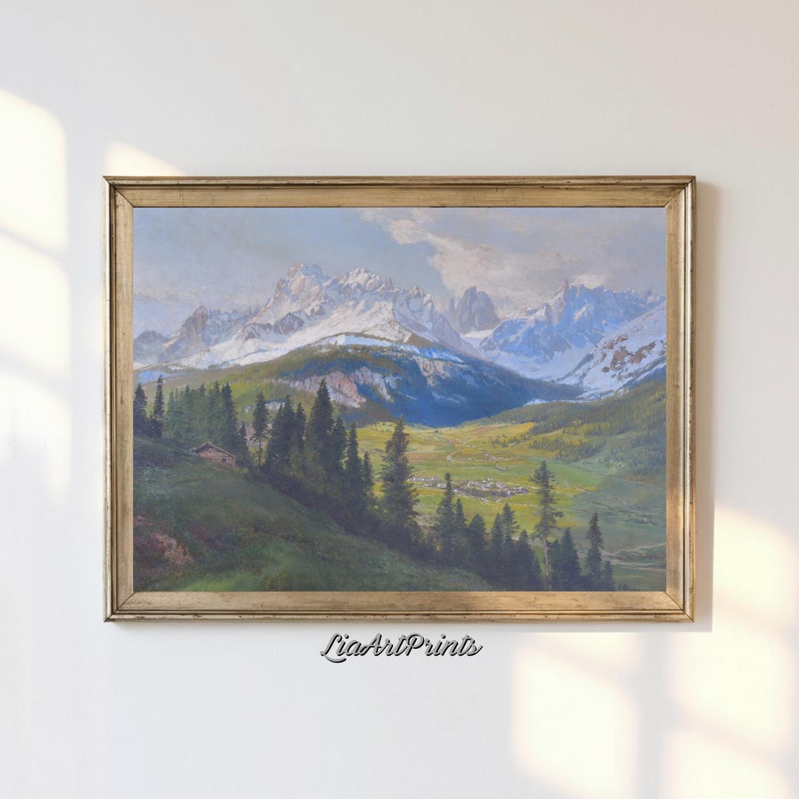 Majestic Mountain Valley Serene Alpine Landscape Art Peaceful Nature Scene