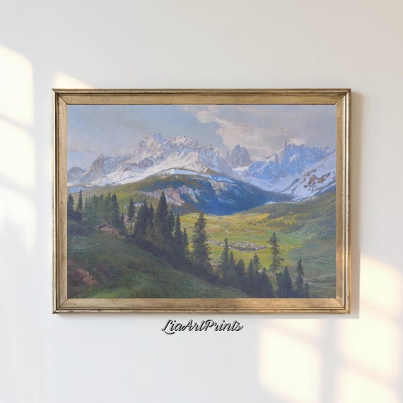 Majestic Mountain Valley Serene Alpine Landscape Art Peaceful Nature Scene