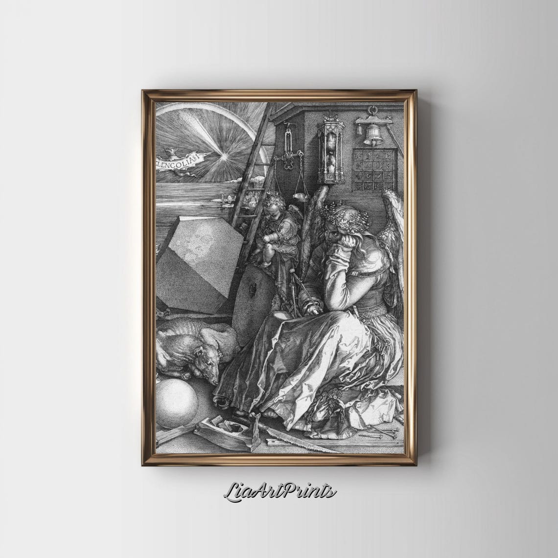 Albrecht Durer Melencolia I Classic Engraving Masterpiece Poster - Image 3