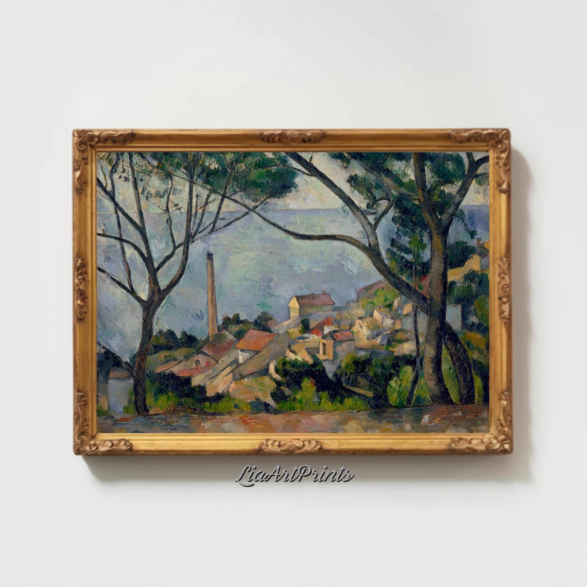 Mediterranean Village Landscape Wall Art Vibrant Nature And Architecture Artwork For Home Decor - Image 2