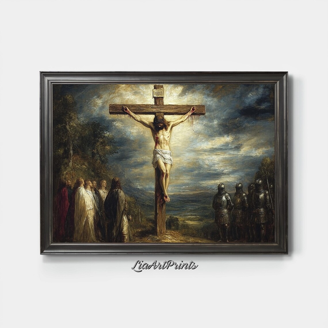 Christ Crucifixion Dramatic Religious Oil Painting Sacred Christian Faith Poster - Image 4