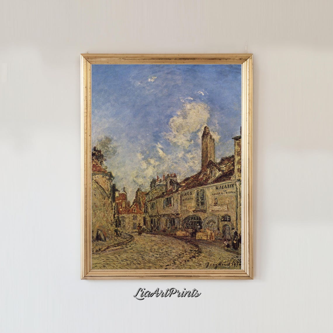 Charming Village Street Art Vintage Townscape Rustic Wall Decor - Image 3