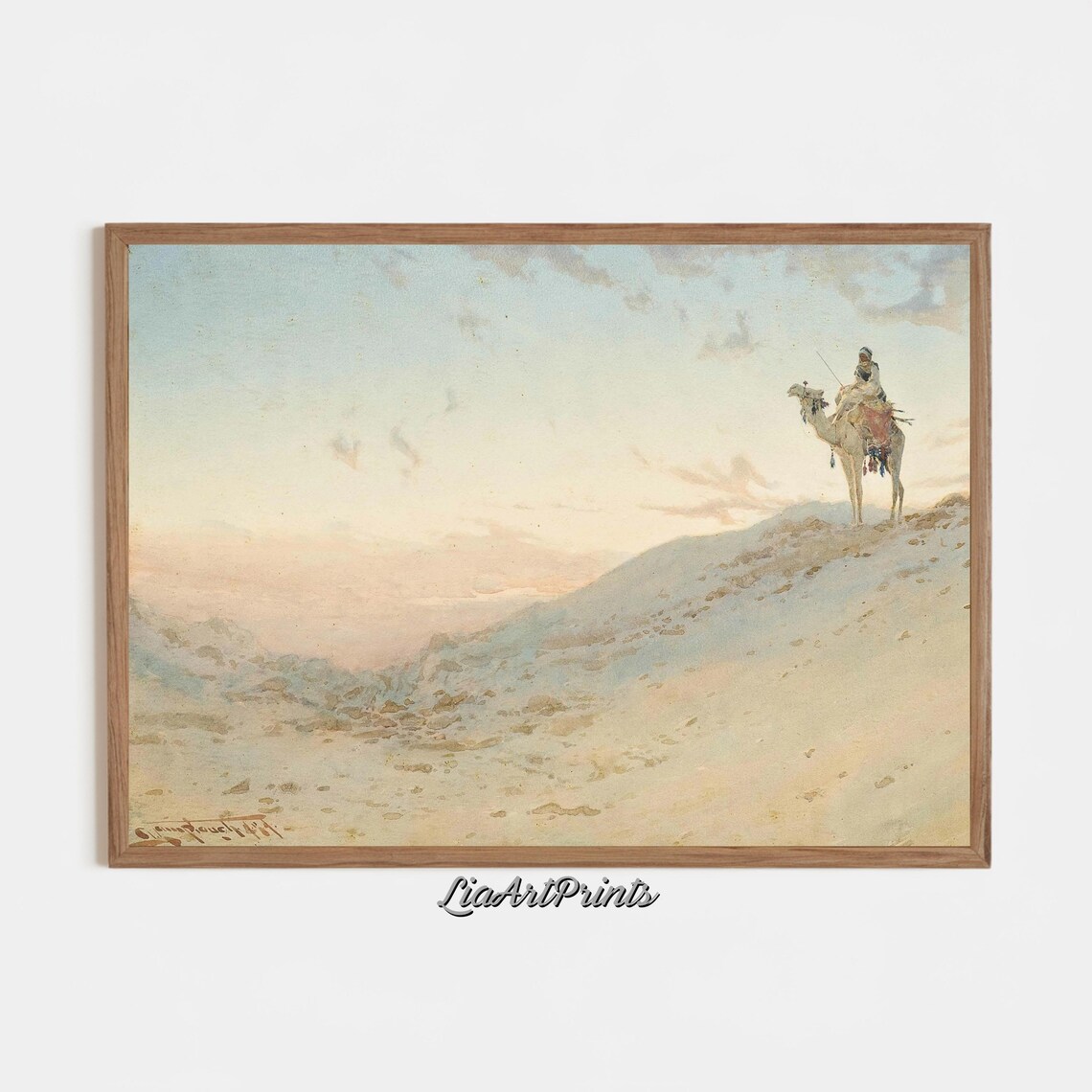 Desert Wanderer, Minimalist Camel And Rider Art - Image 3