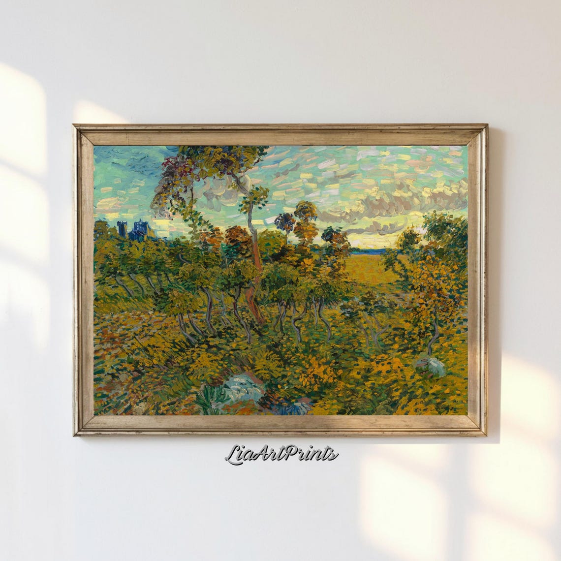 Vincent Van Gogh Sunset Golden Trees Landscape Masterpiece Poster