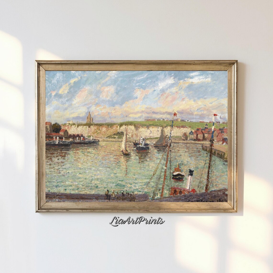 Impressionist Harbor Scene, Vintage Coastal Art