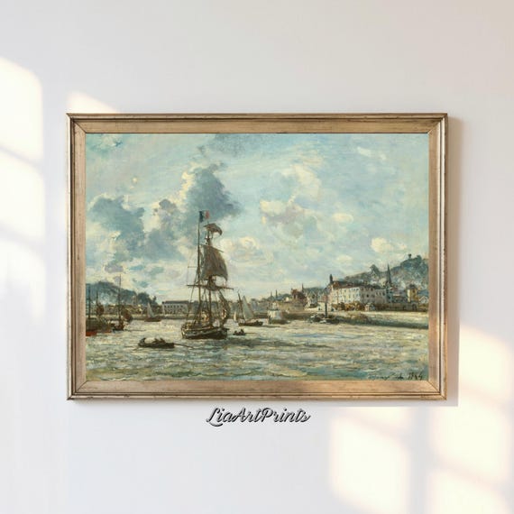 Antique Rustic Muted Landscape Painting Vintage Neutral Wall Art Antique Landscape Art Wall Art