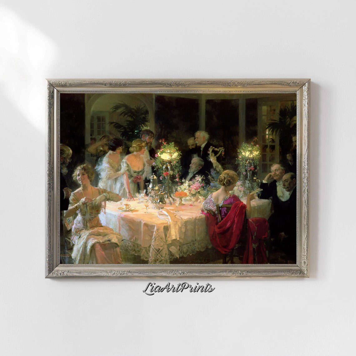 Elegant Candlelit Dinner Party Aristocratic Banquet Scene Poster - Image 5