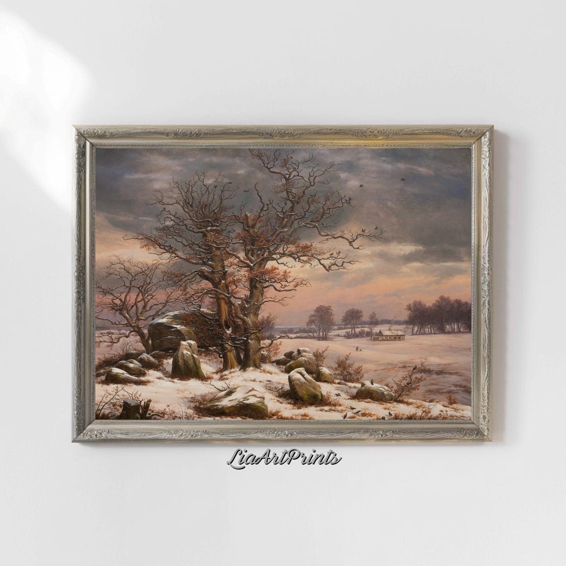 Dramatic Winter Sunset Landscape with Bare Trees and Snow Poster - Image 4
