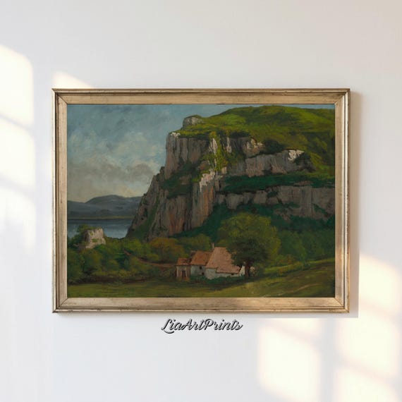 Antique Rustic Muted Landscape Painting Vintage Neutral Wall Art Antique Landscape Art Wall Art
