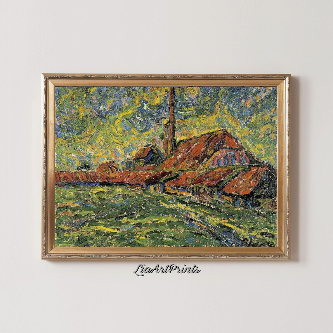 Vivid Abstract Landscape, Expressionist Countryside Scene - Image 2
