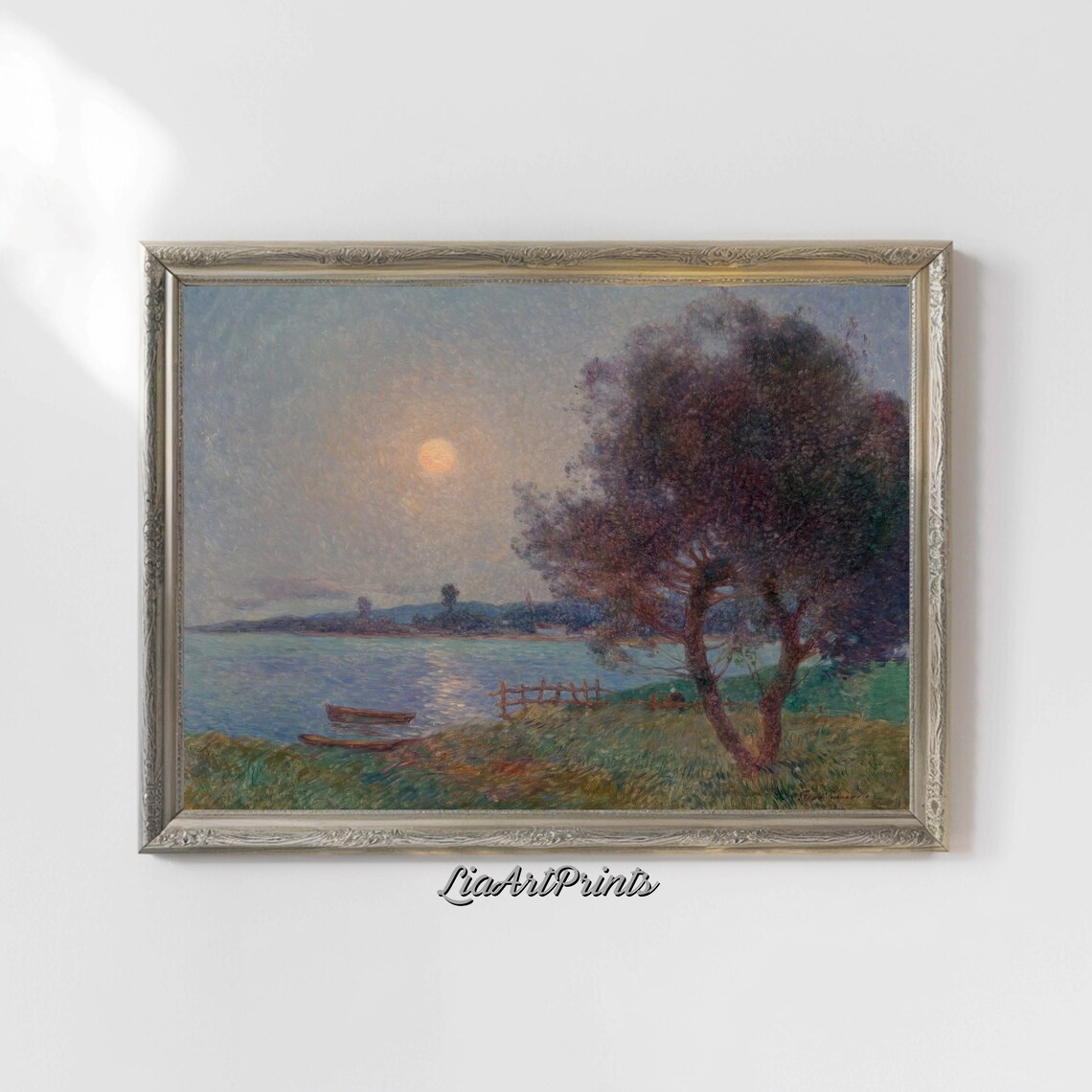 Tranquil Moonlit Landscape, Serene Evening Art Print - Image 5