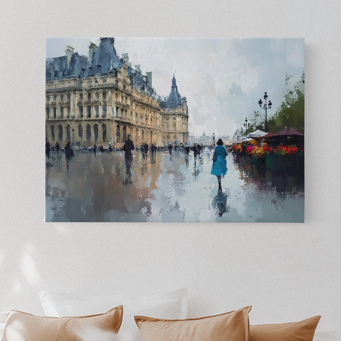 Paris Rainy Day Stroll, Louvre District Architecture
