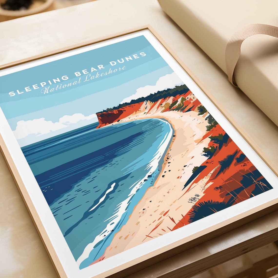 Sleeping Bear Dunes Print National Lakeshore Travel Wall Art Poster Gift Home Decor Lover Artwork