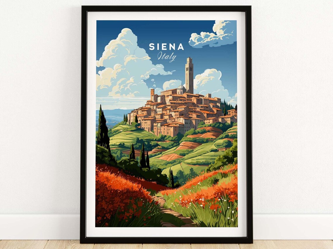 Siena Italy Travel Poster, Europe Wall Art Print