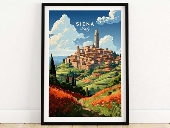 Siena Italy Travel Poster, Europe Wall Art Print
