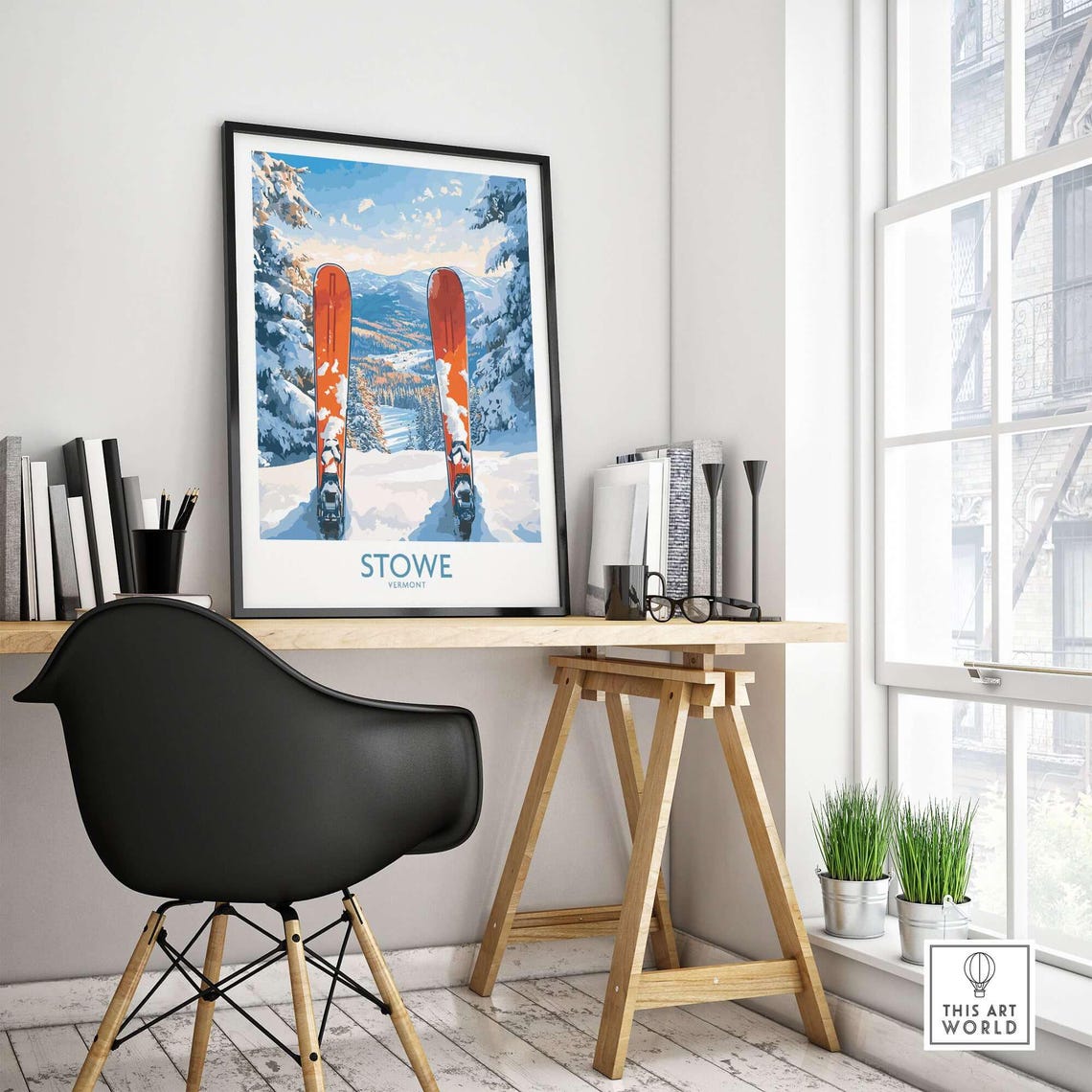 Stowe Vermont Landscape, Winter Sport Travel Poster - Image 4