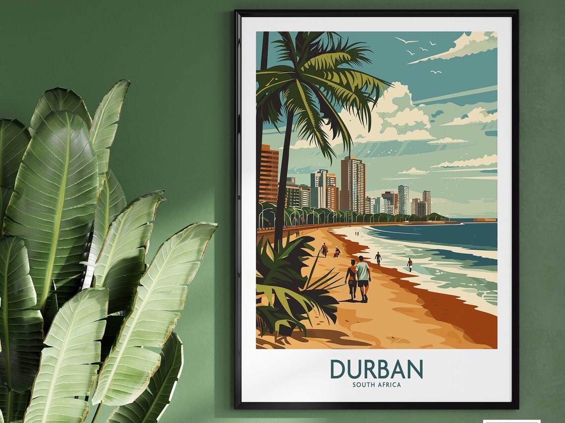 Durban South Africa Beachfront Palm Trees Ocean Promenade Poster