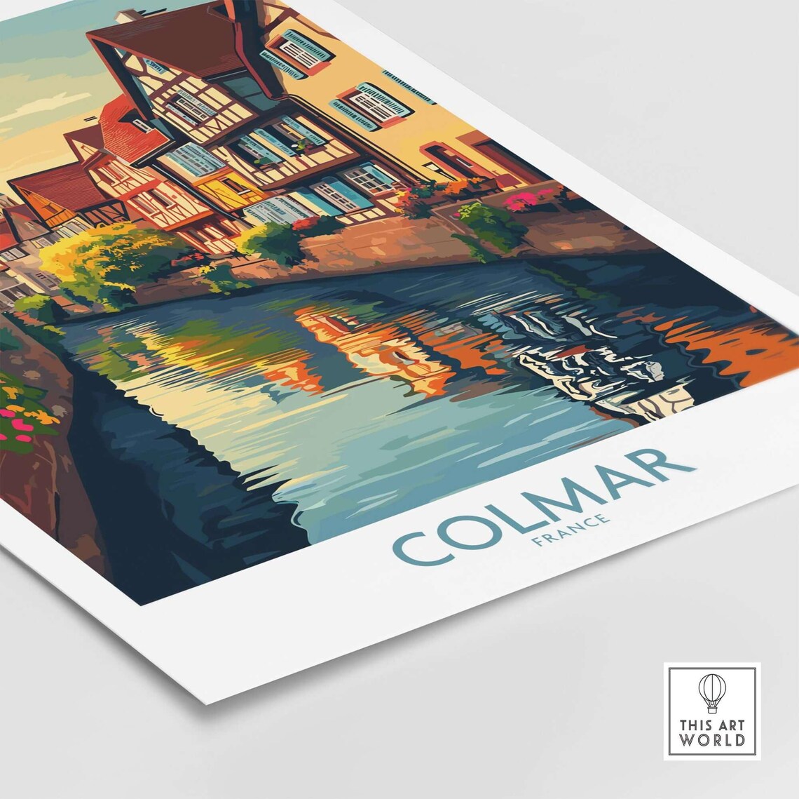 Colmar France Little Venice Canal Reflections Vintage Travel Poster - Image 4