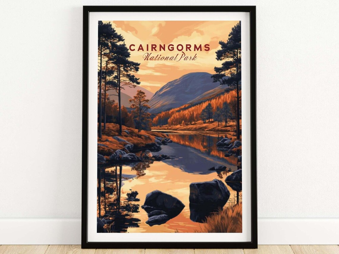 Cairngorms Travel Poster, Scotland Wall Art Print