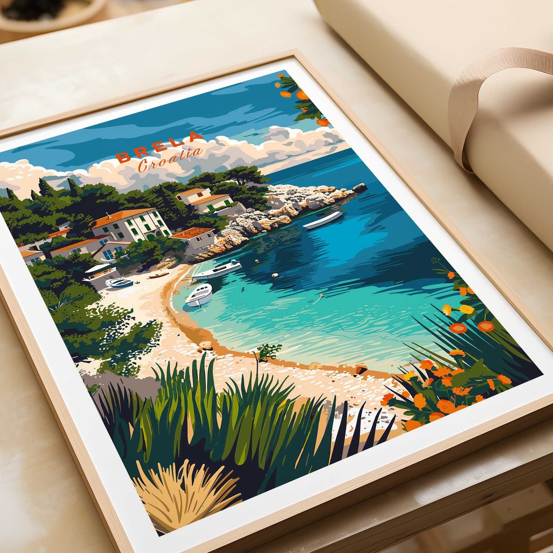 Brela Croatia Adriatic Bay Turquoise Water Beach Cove Art Poster