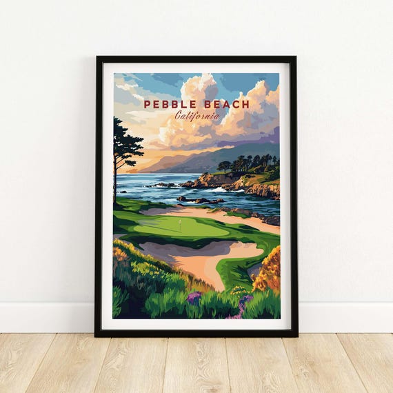 Pebble Beach Golf Links Poster Coastal Course Wall Art