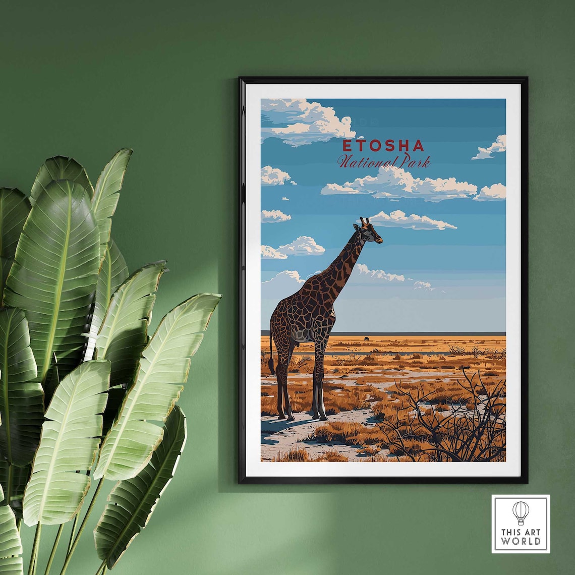 Etosha National Park Namibia Giraffe Golden Savanna Travel Poster - Image 2