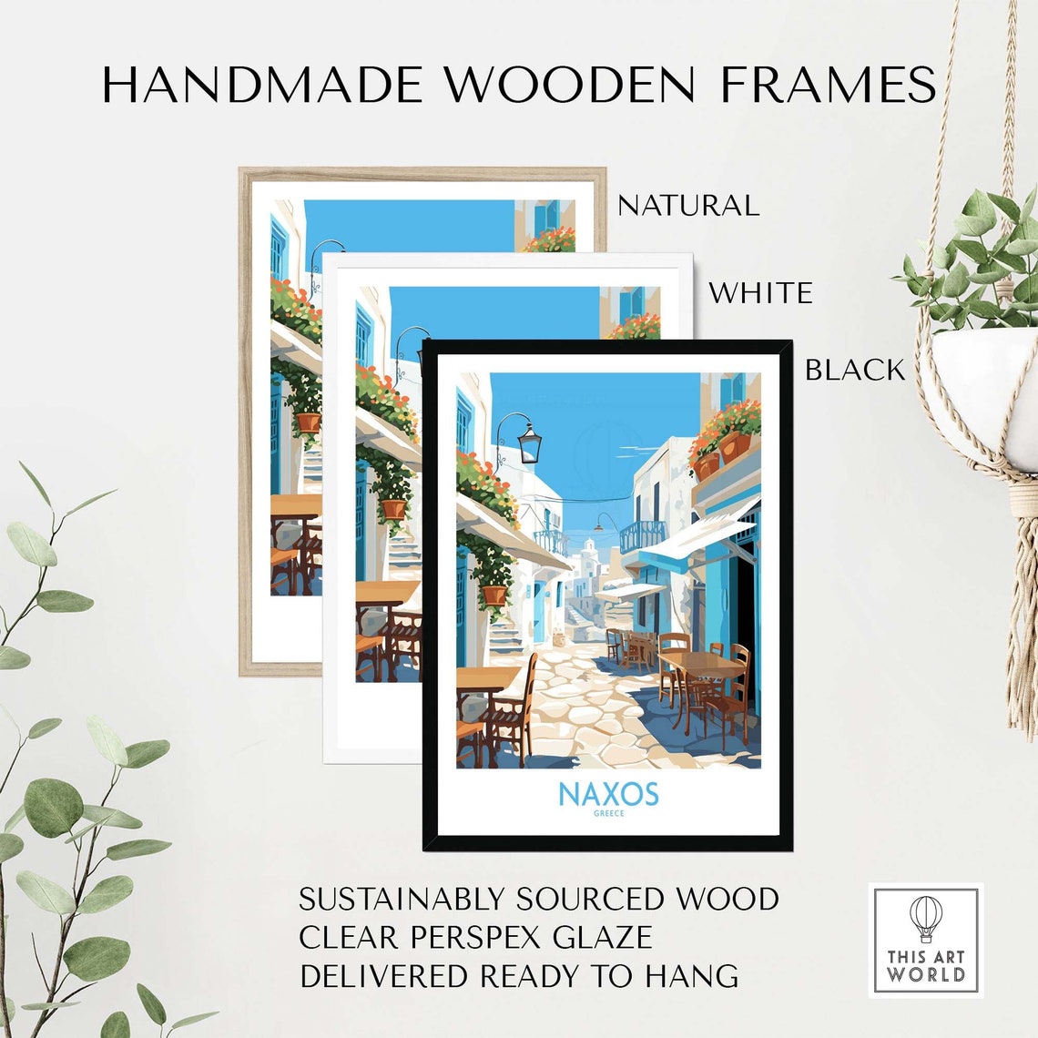 Naxos Greece White Cycladic Alley Street Cafes Bougainvillea Poster - Image 4