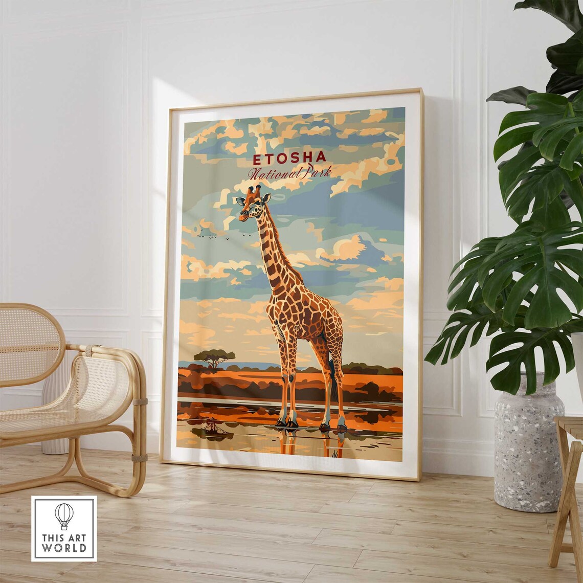 Etosha Namibia Travel Poster, African Art Print - Image 3
