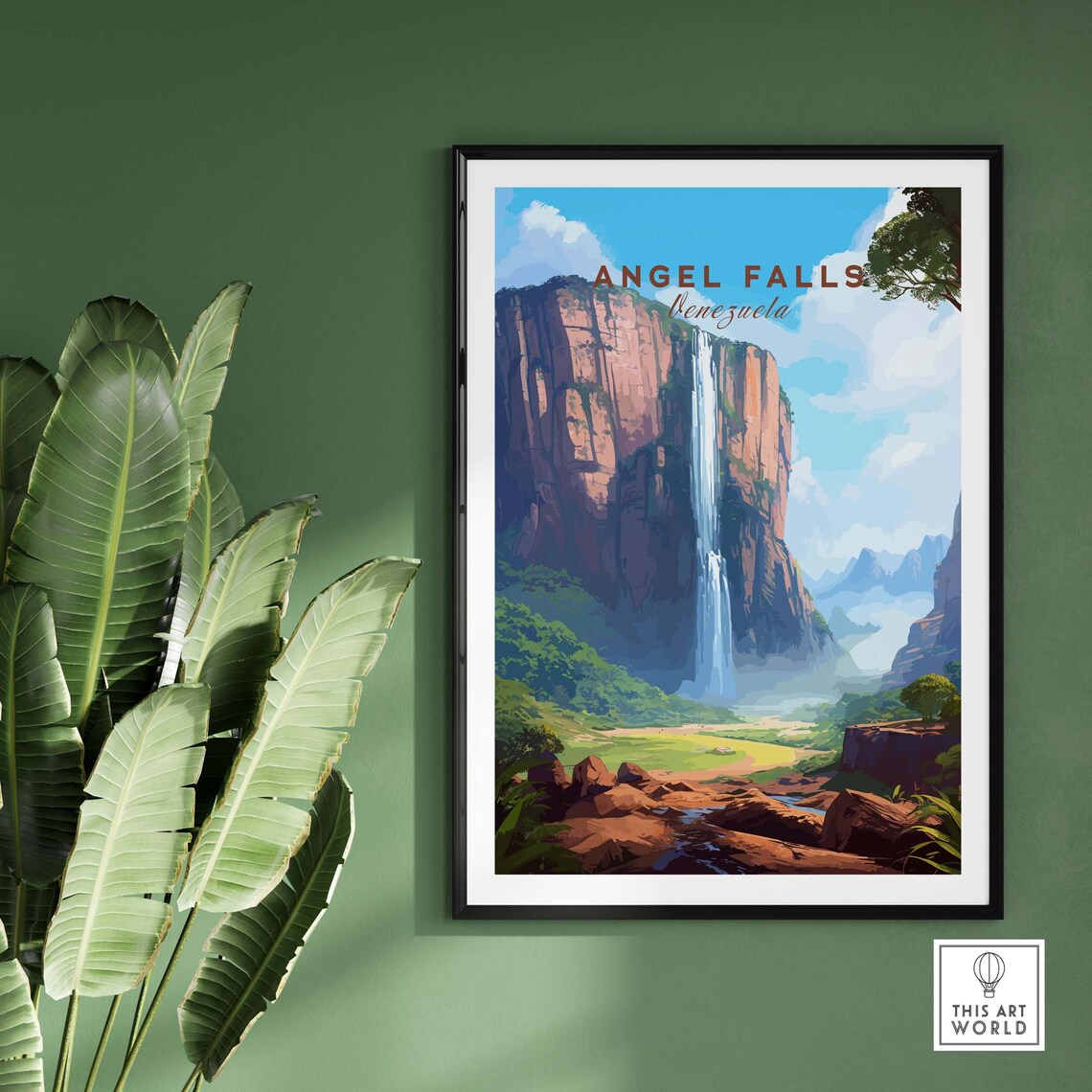 Angel Falls Venezuela Tallest Waterfall Cliff Jungle Travel Poster - Image 2