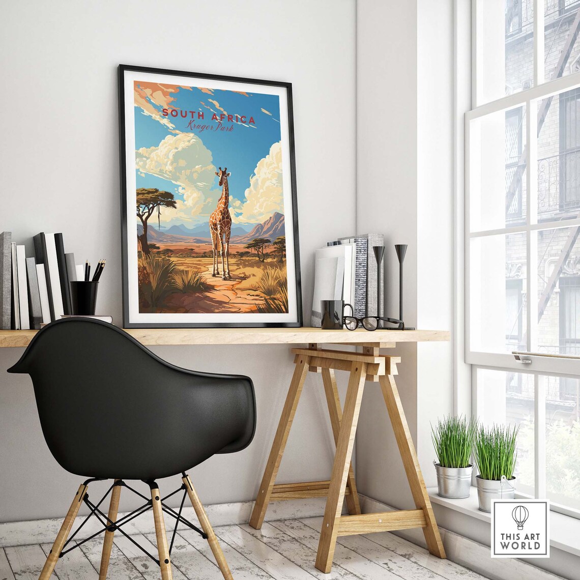 South Africa Kruger Park Giraffe Safari Savanna Travel Poster - Image 4