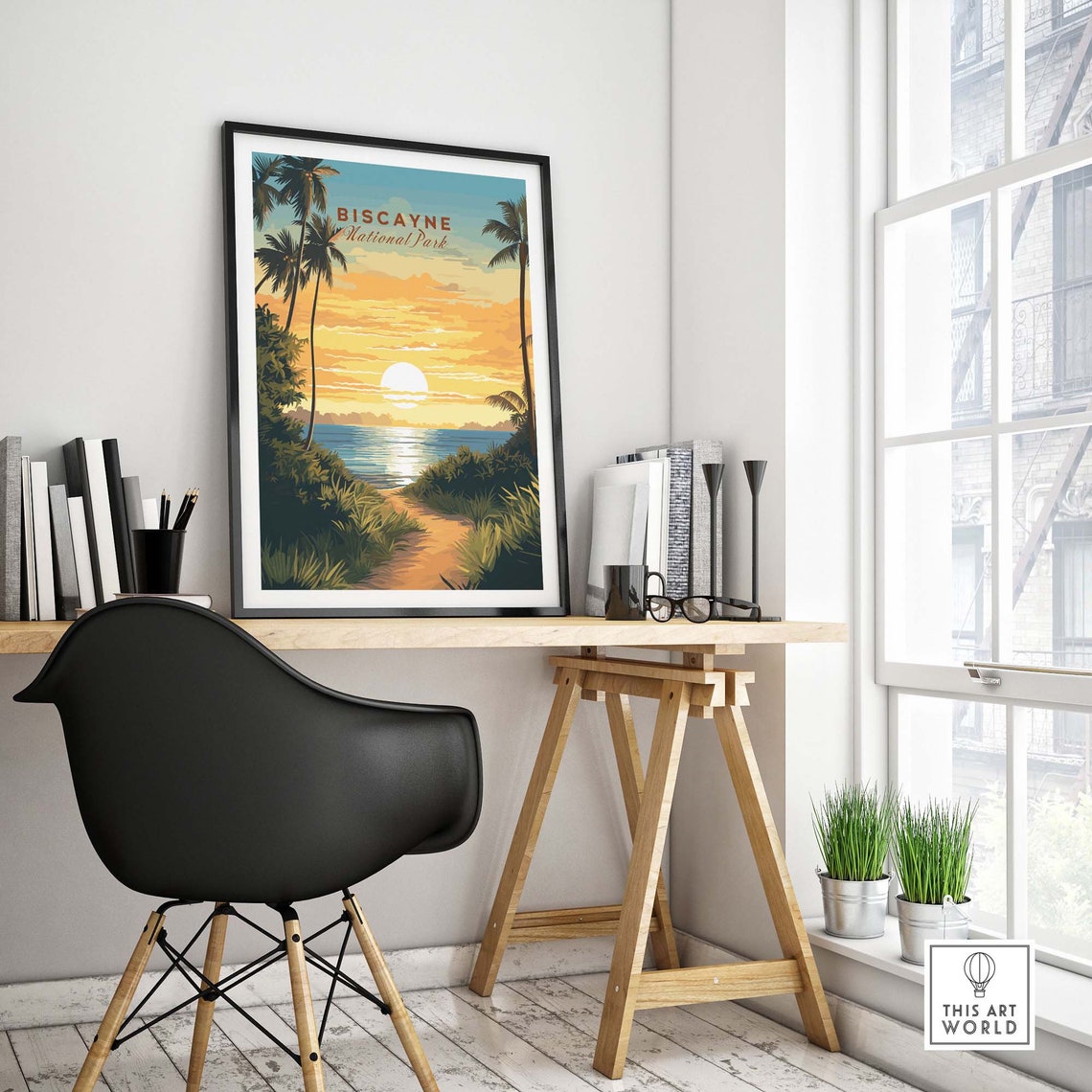 Biscayne National Park Sunset Palms Over the Ocean Travel Poster - Image 4